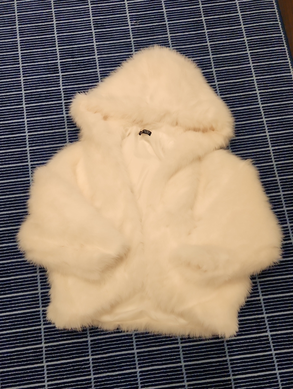 Shein Cream Faux Fur Hooded Jacket